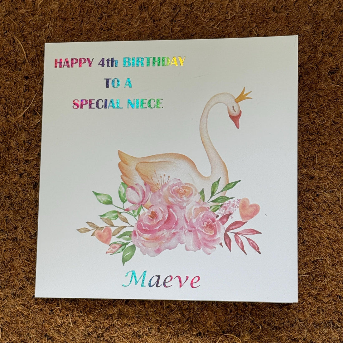 Princess Swan Birthday Card | Age, Name and Personalised Foiled Message | Girls Birthday |