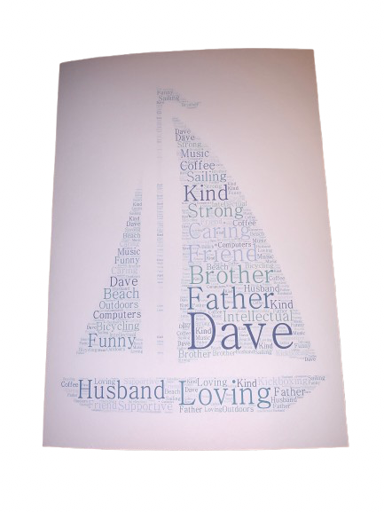 Typography Personalised Card perfect for Father's Day or Birthday. Your choice of words, colours and shape.