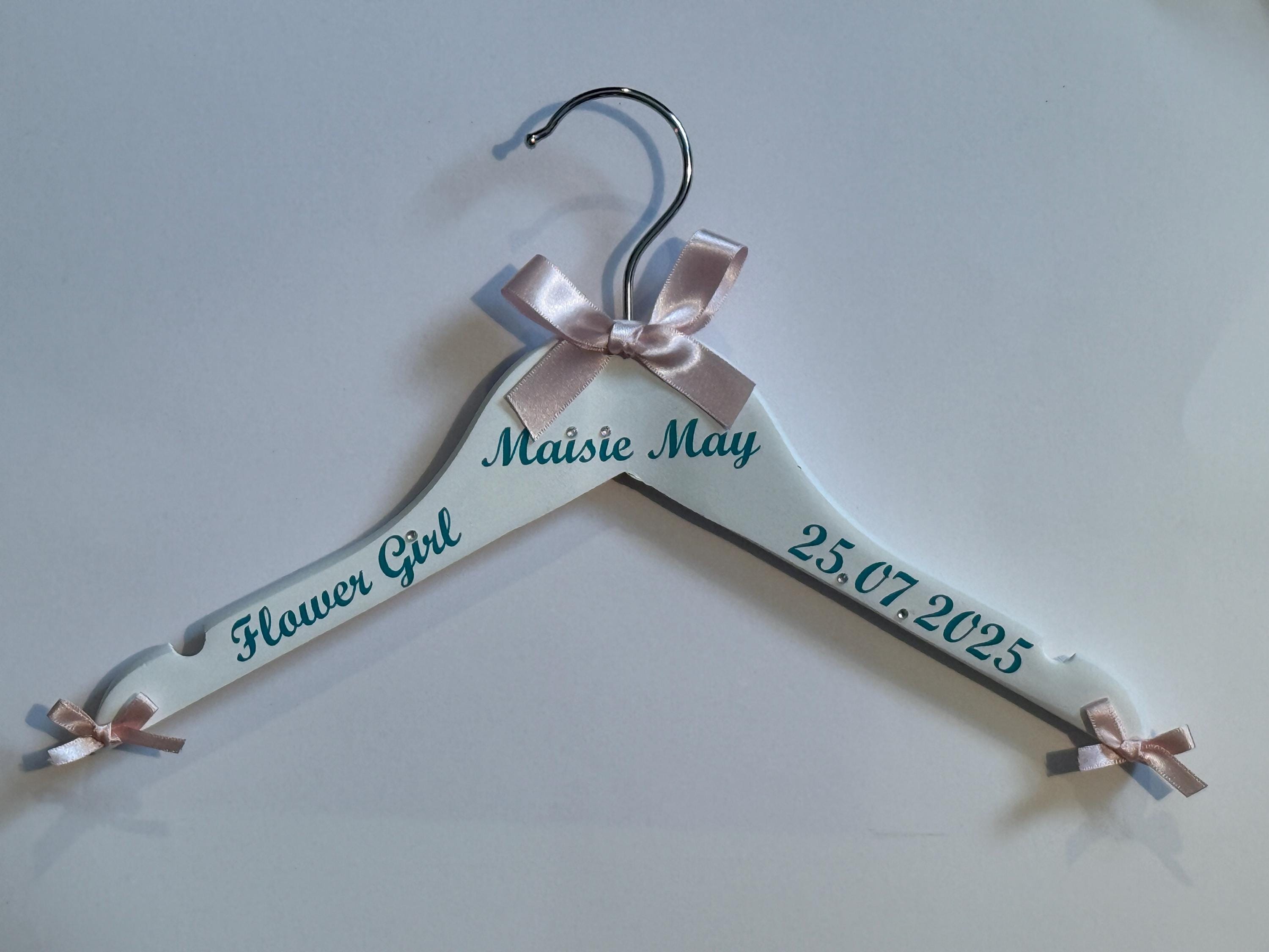 Flower Girl Hanger | Bridal Party Keepsake | Personalised with names, date etc.