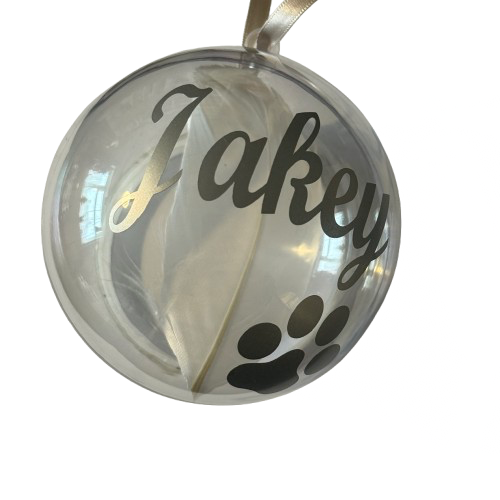 Personalised Pet Memorial Christmas Bauble, Paw Print Ornament