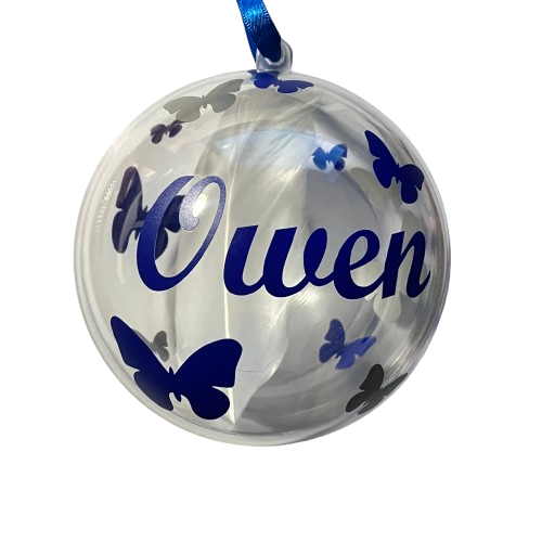 Butterfly Memorial Feather Bauble | Large Personalised Christmas Ornament & Keepsake Gift