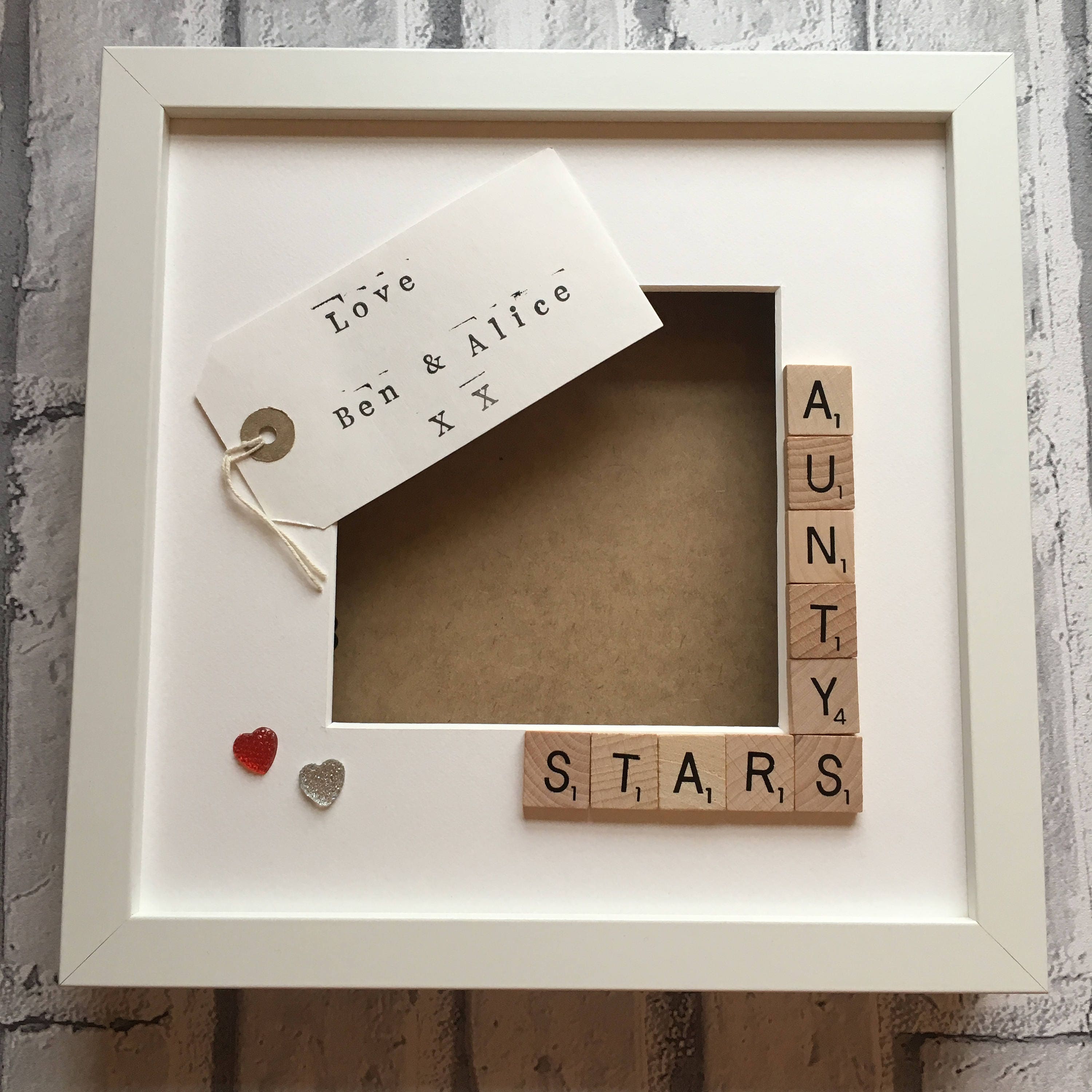 Auntie's Angels, Stars or Monsters Letter Tile Photo Frame - Personalised Message Inside