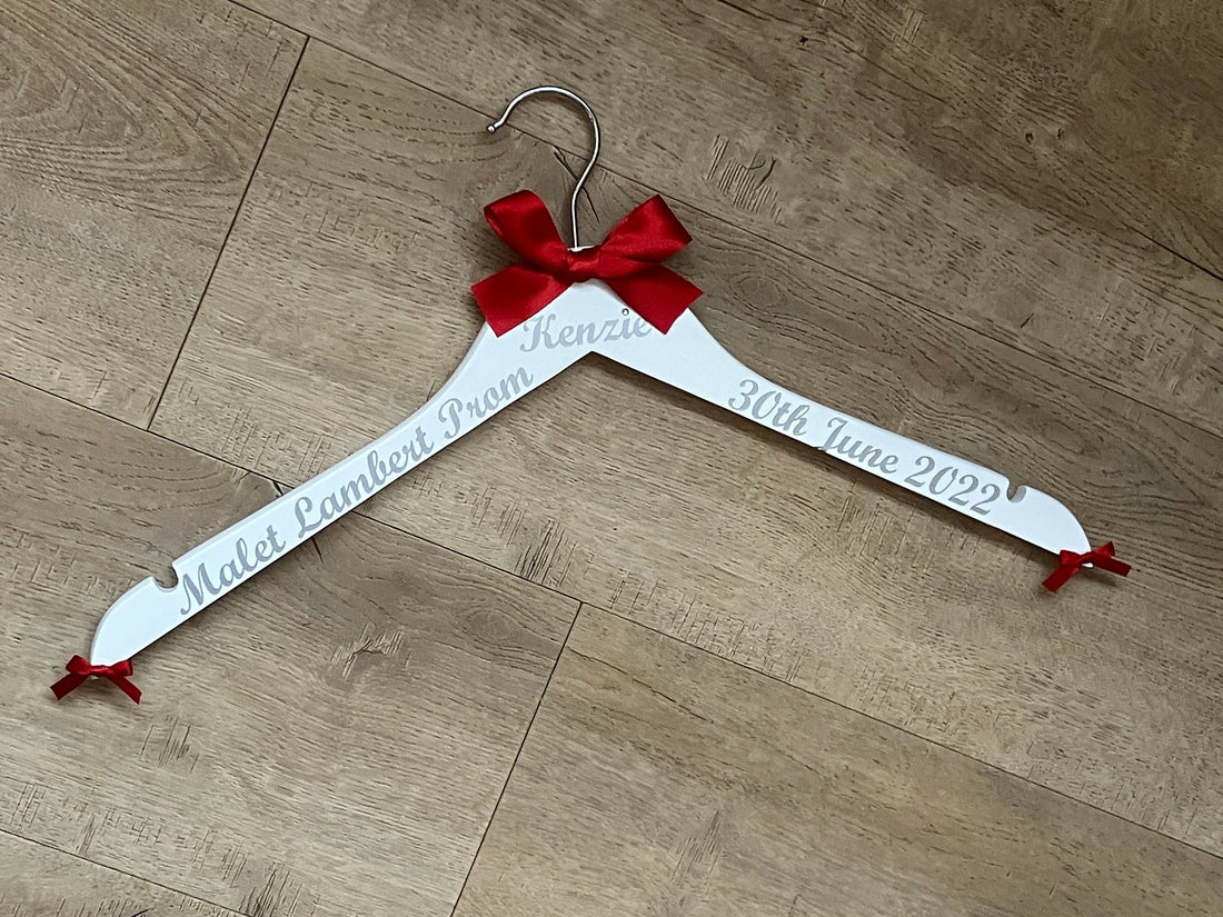 Prom Outfit Hanger - Personalised Keepsake - Name, date and school.
