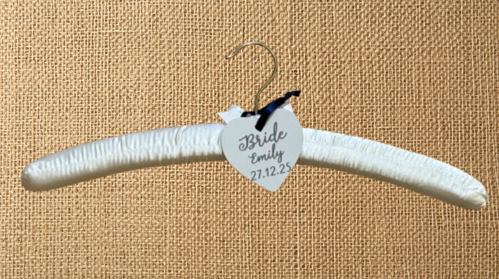 Bridal Satin Wedding Dress Hanger | Personalised Heart | Wedding Keepsake Gift