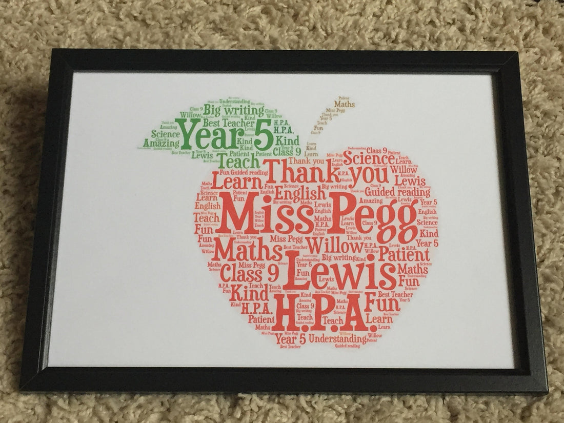 Teacher A4 Framed Print - Thank You Gift - TA, SEN, Support Worker Present - Personalised