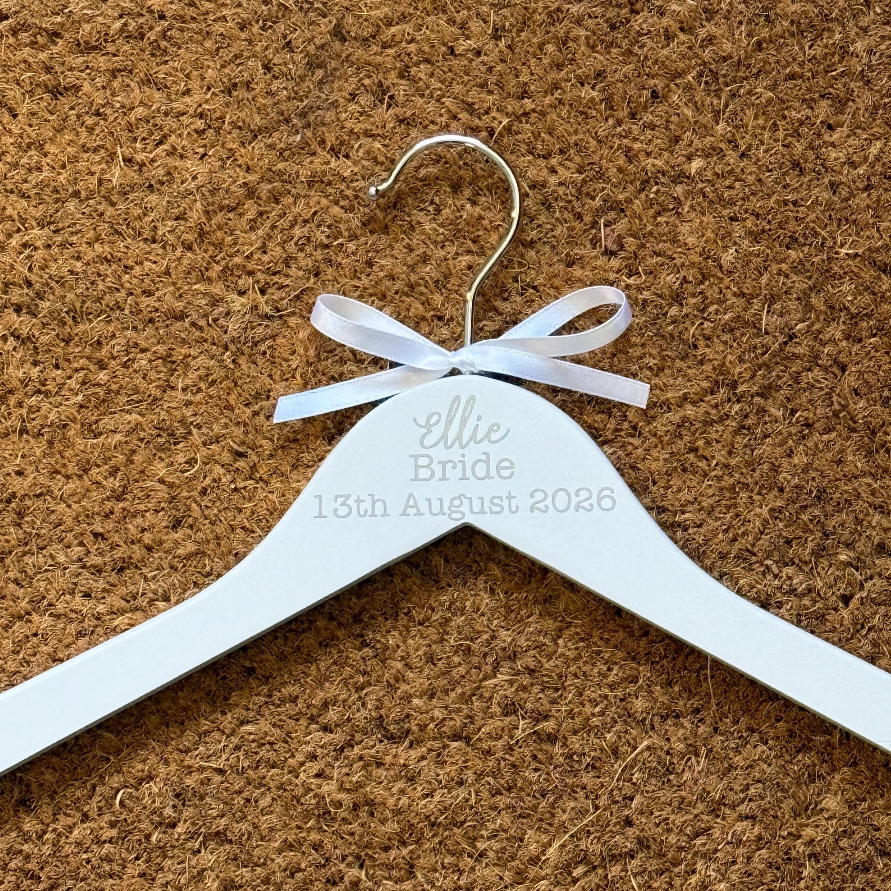 Simple Top Detail Wedding Hanger - Personalised with text and colours