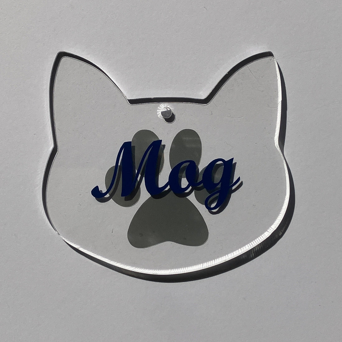 Cat Head Shaped Christmas Bauble – Acrylic Tree Decoration - Personalised with name