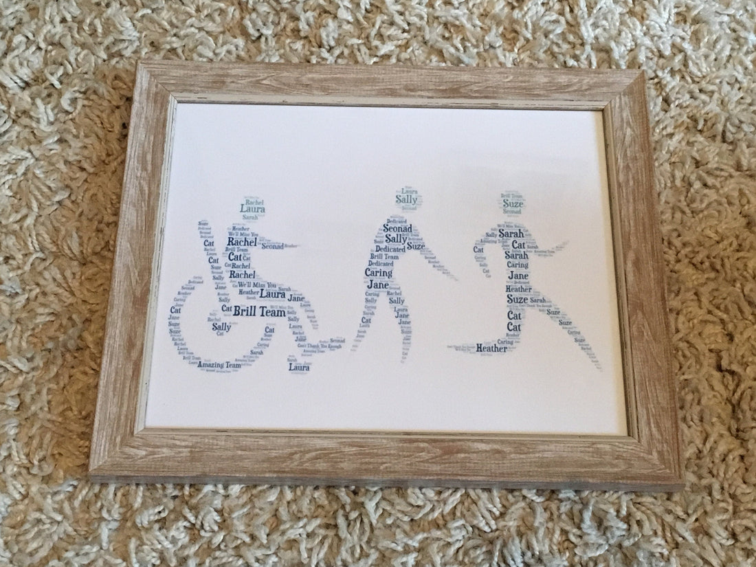 Word Art Typography Shape Framed Print - Personalised with choice of shape, colours and your words.