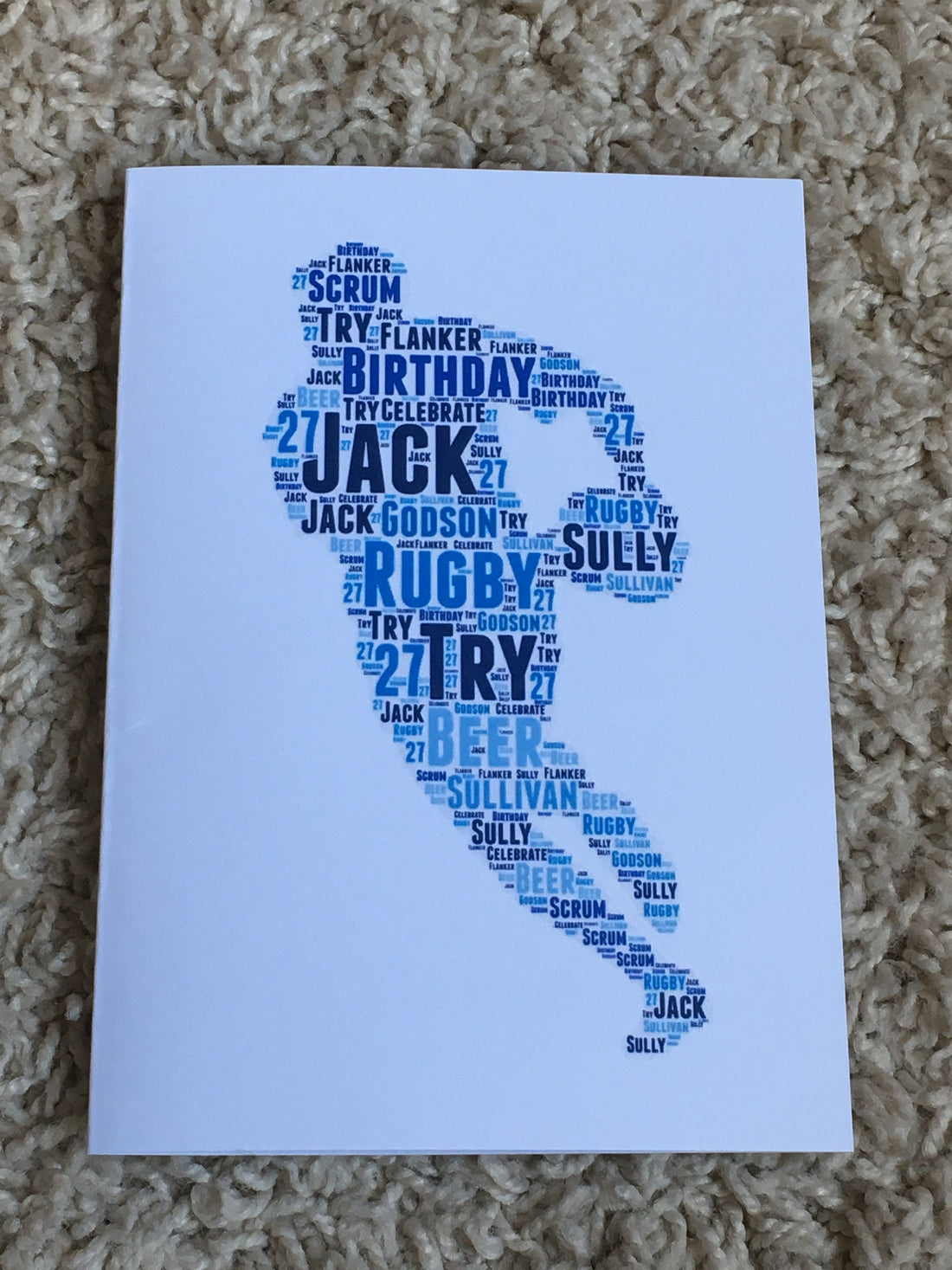 Typography Word Art A5 Card - Personalised with your words, choice of image and colours.