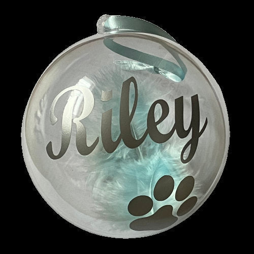 Personalised Pet Memorial Christmas Bauble, Paw Print Ornament