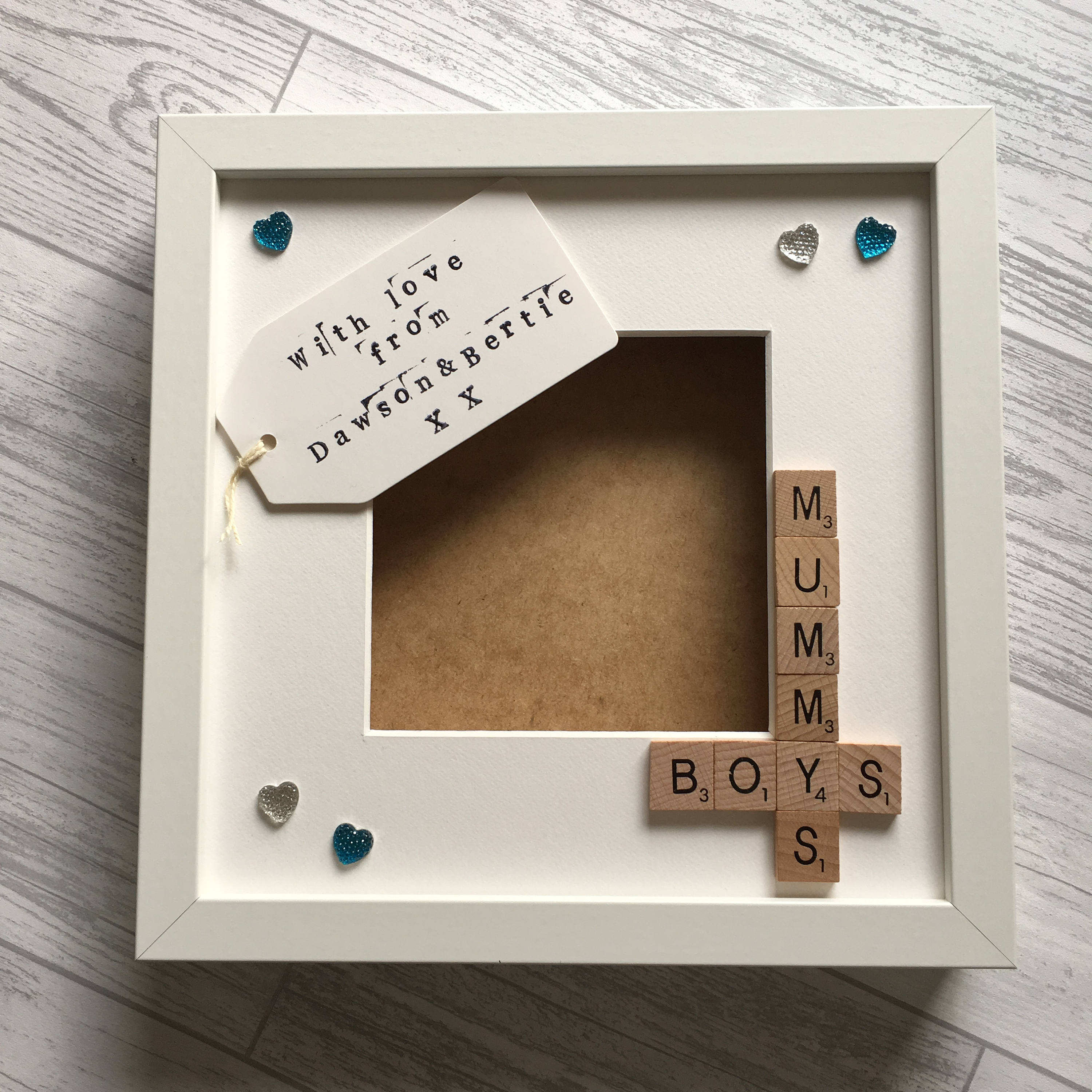 Mummy's Boy Personalised Scrabble Art Frame. Picture frame.