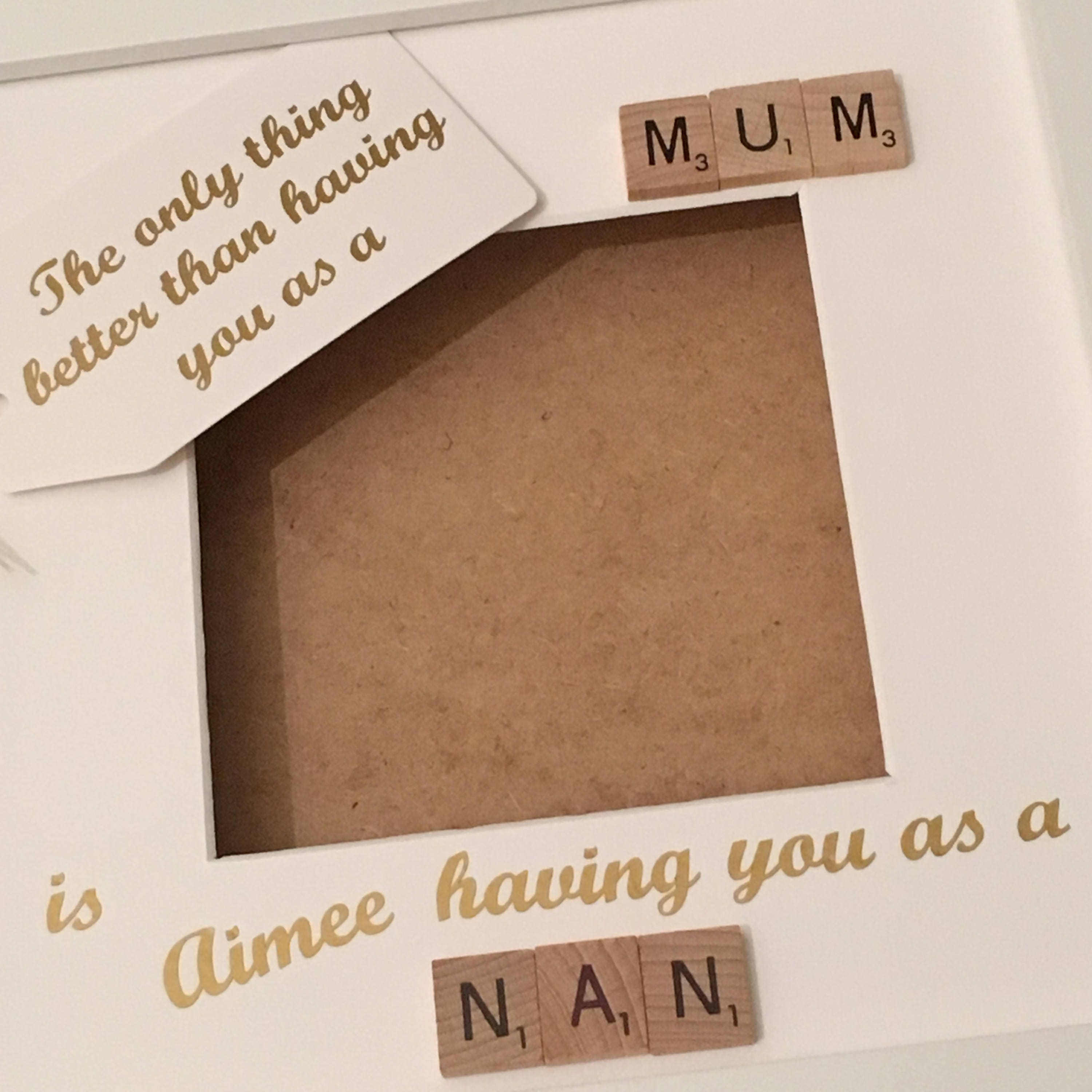 Mum to Nanny Personalised Scrabble Art Photo Frame, Gift for Mum