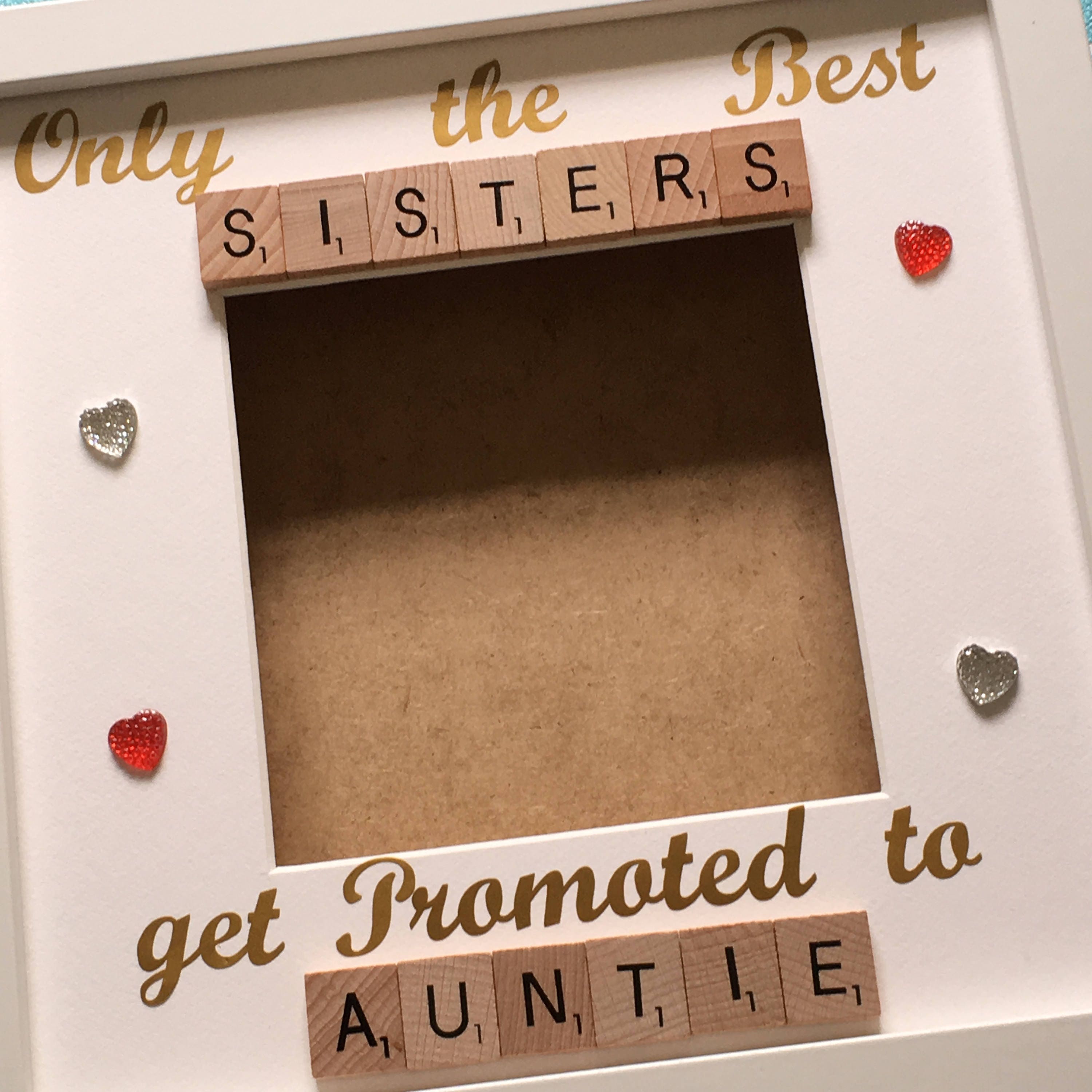Sister to Auntie Scrabble Art Photo Frame | Personalised Aunt Gift