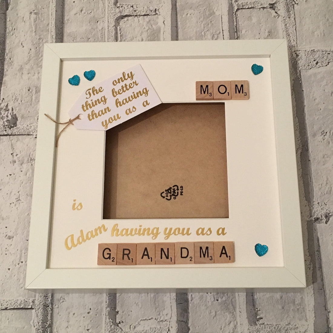 Mum to Nanny Personalised Scrabble Art Photo Frame, Gift for Mum