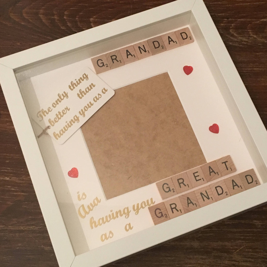 Grandad to Great Grandad Scrabble Art Photo Frame | Personalised gift for him