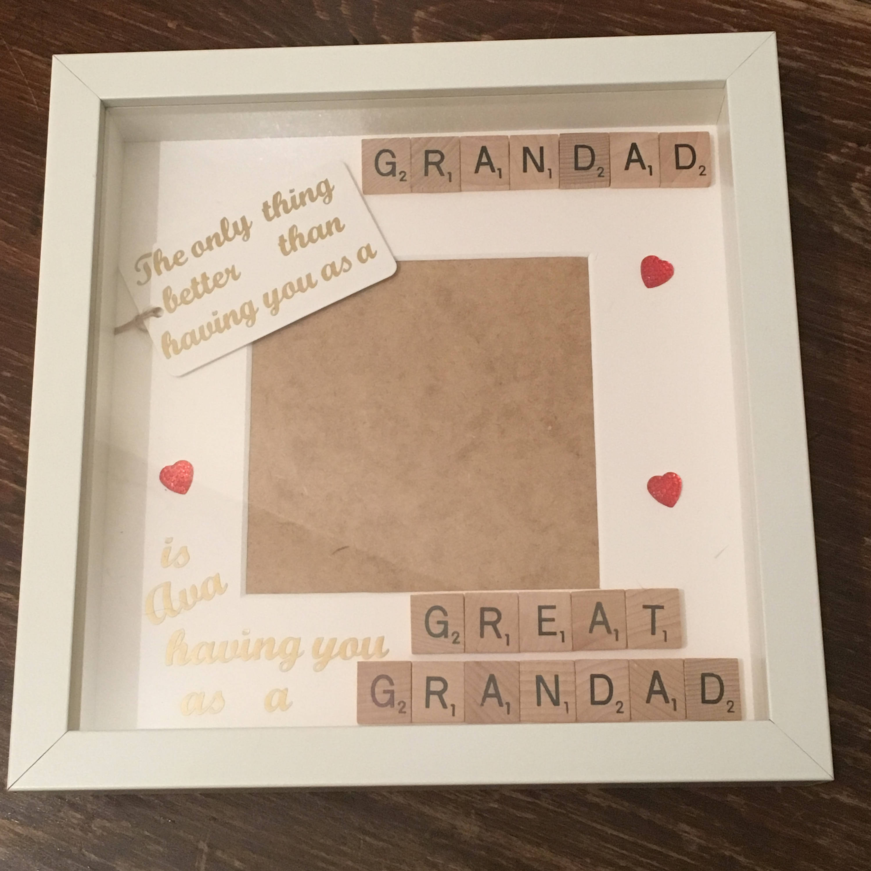 Grandad to Great Grandad Scrabble Art Photo Frame | Personalised gift for him