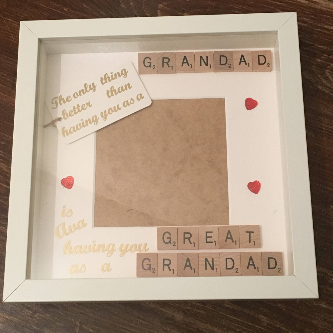 Grandad to Great Grandad Scrabble Art Photo Frame | Personalised gift for him