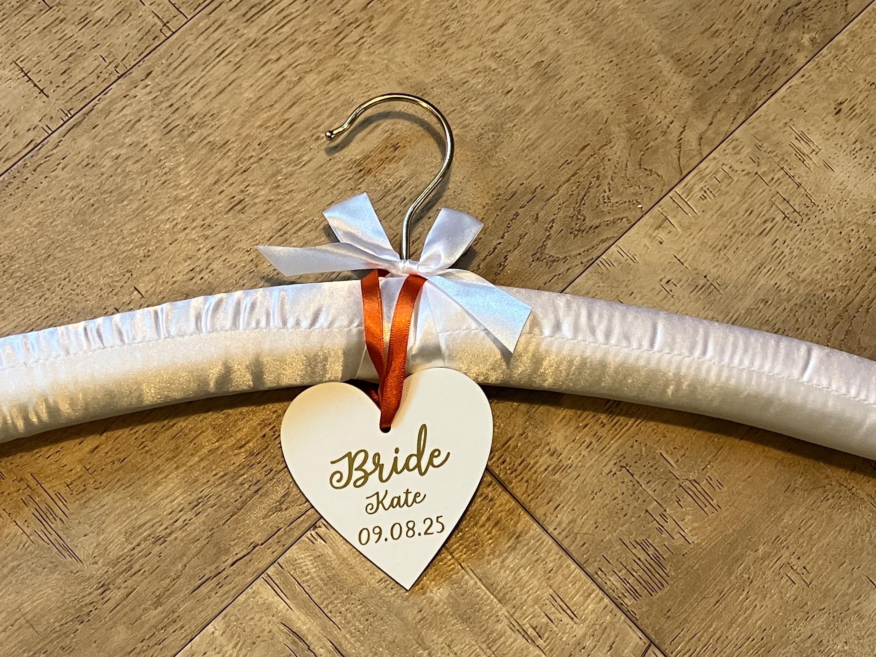Bridal Satin Wedding Dress Hanger | Personalised Heart | Wedding Keepsake Gift