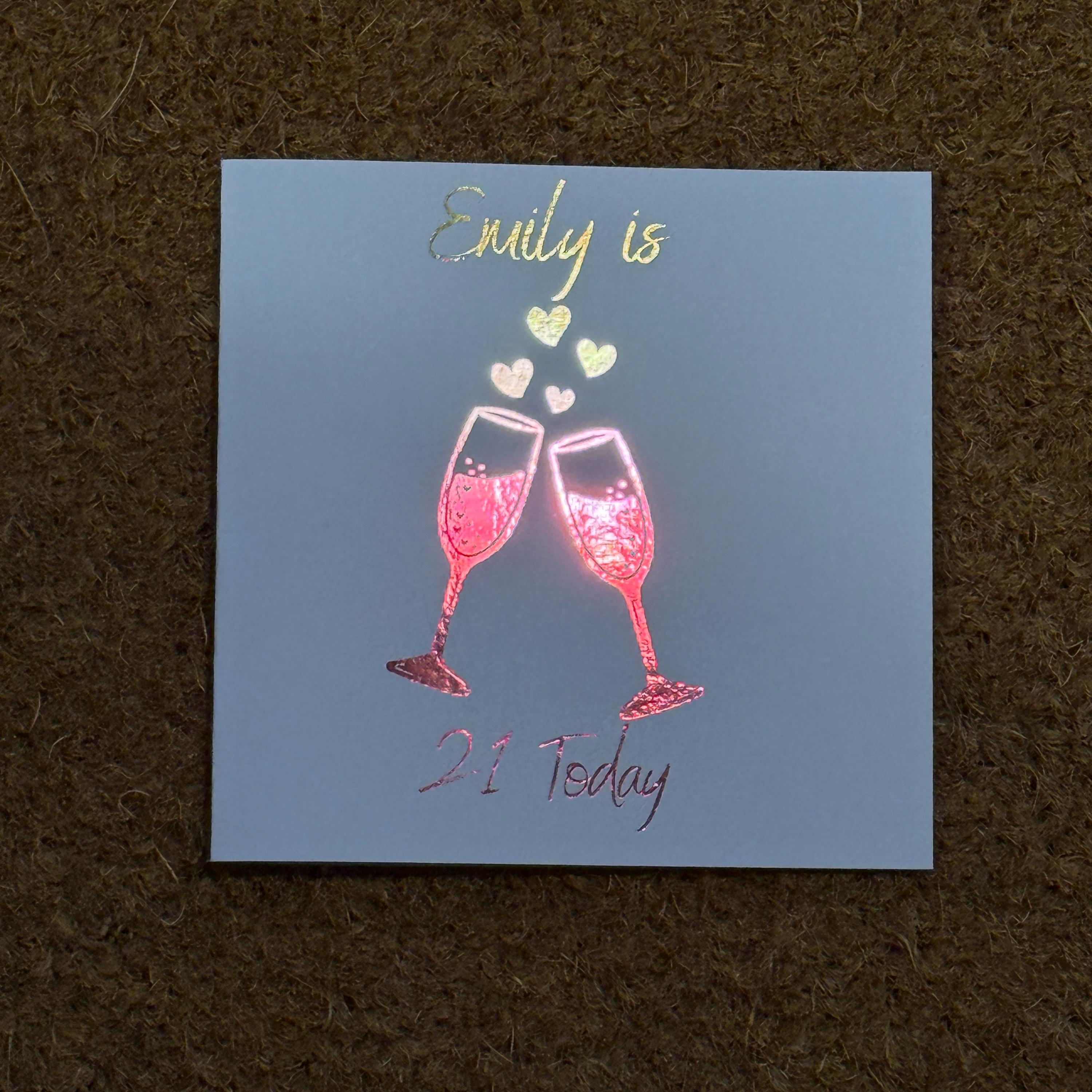 21st Birthday Card | Personalised Foiled Champagne Design