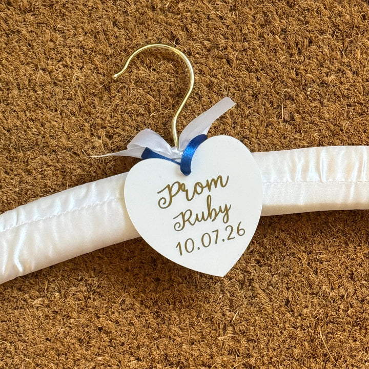Satin Prom Dress Hanger with Personalised Heart | Prom Outfit Keepsake Gift