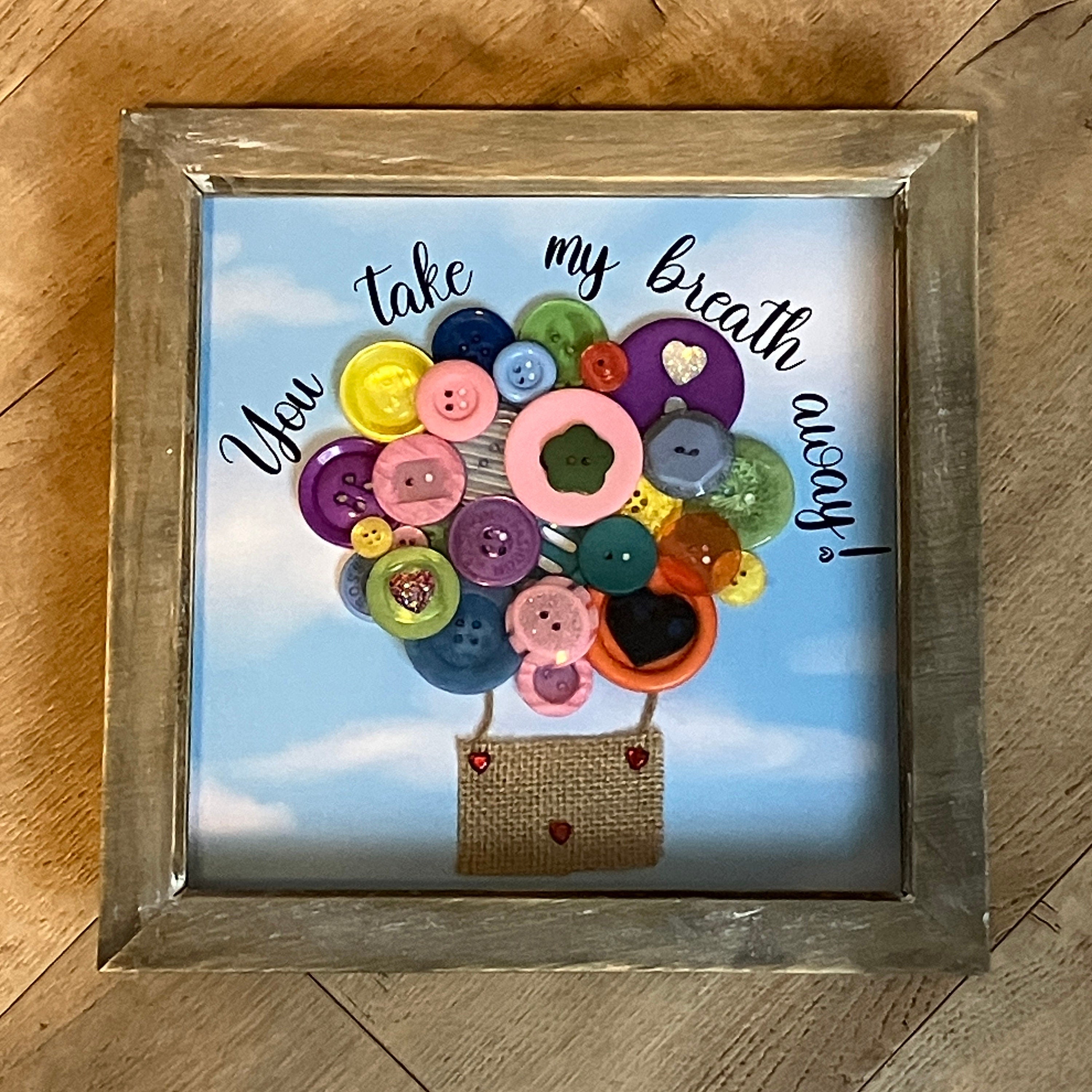 Hot Air Balloon Button Art Framed Picture | 3d art frame | Can be personalised.