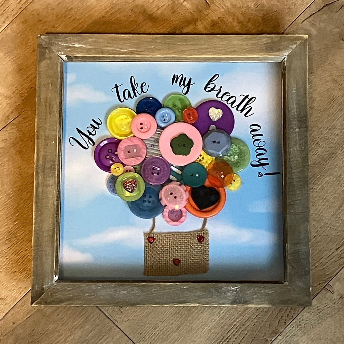 Hot Air Balloon Button Art Framed Picture | 3d art frame | Can be personalised.