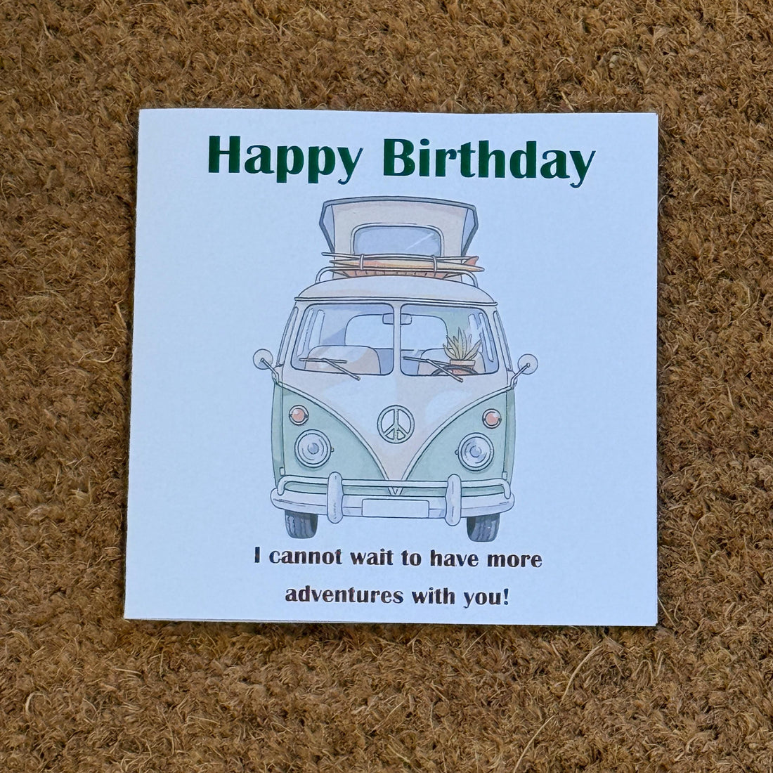 Campervan Birthday Card | Watercolour Van | Personalised Foiled Message | 6x6 Travel Birthday