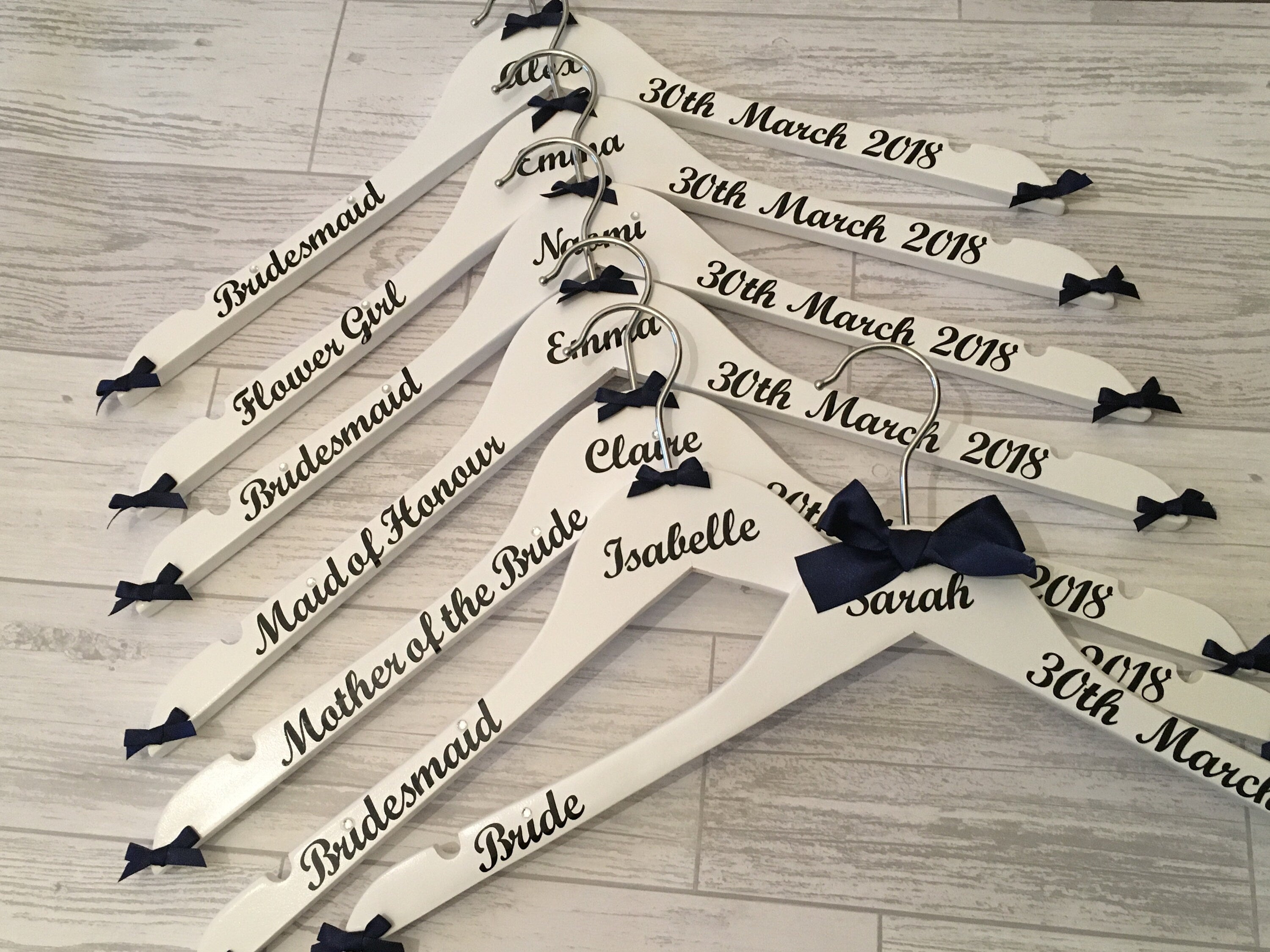 Bridal Party Hangers - Set of 6 - Personalised - Wedding Outfit Hangers