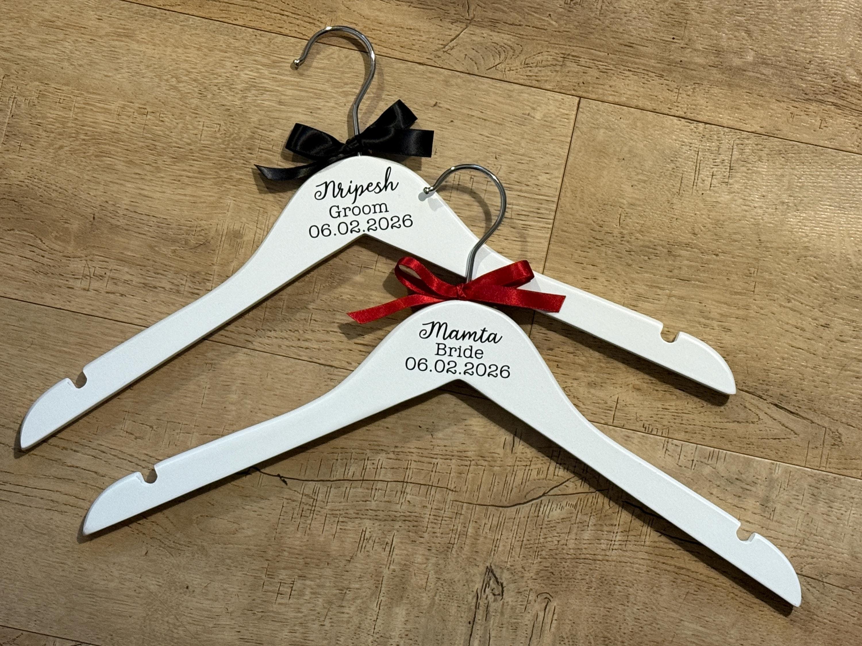 Simple Top Detail Wedding Hanger - Personalised with text and colours