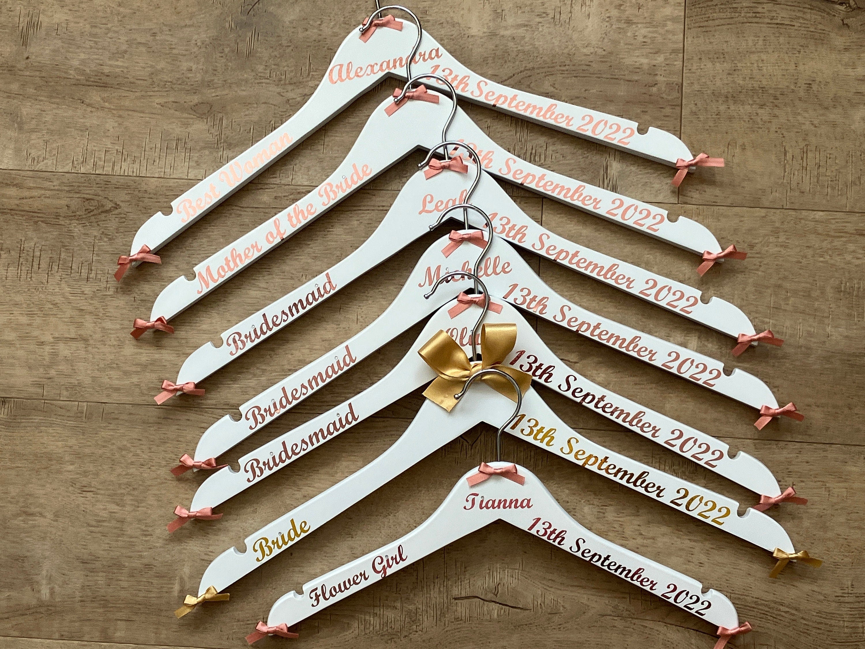 Wedding Hangers set of 4 | Personalised with name, date and role | Perfect Memento