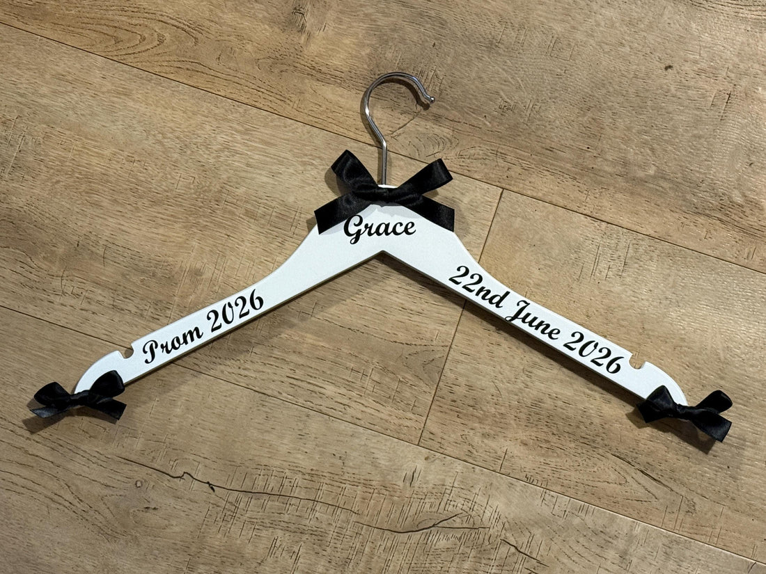 Prom Outfit Hanger - Personalised Keepsake - Name, date and school.