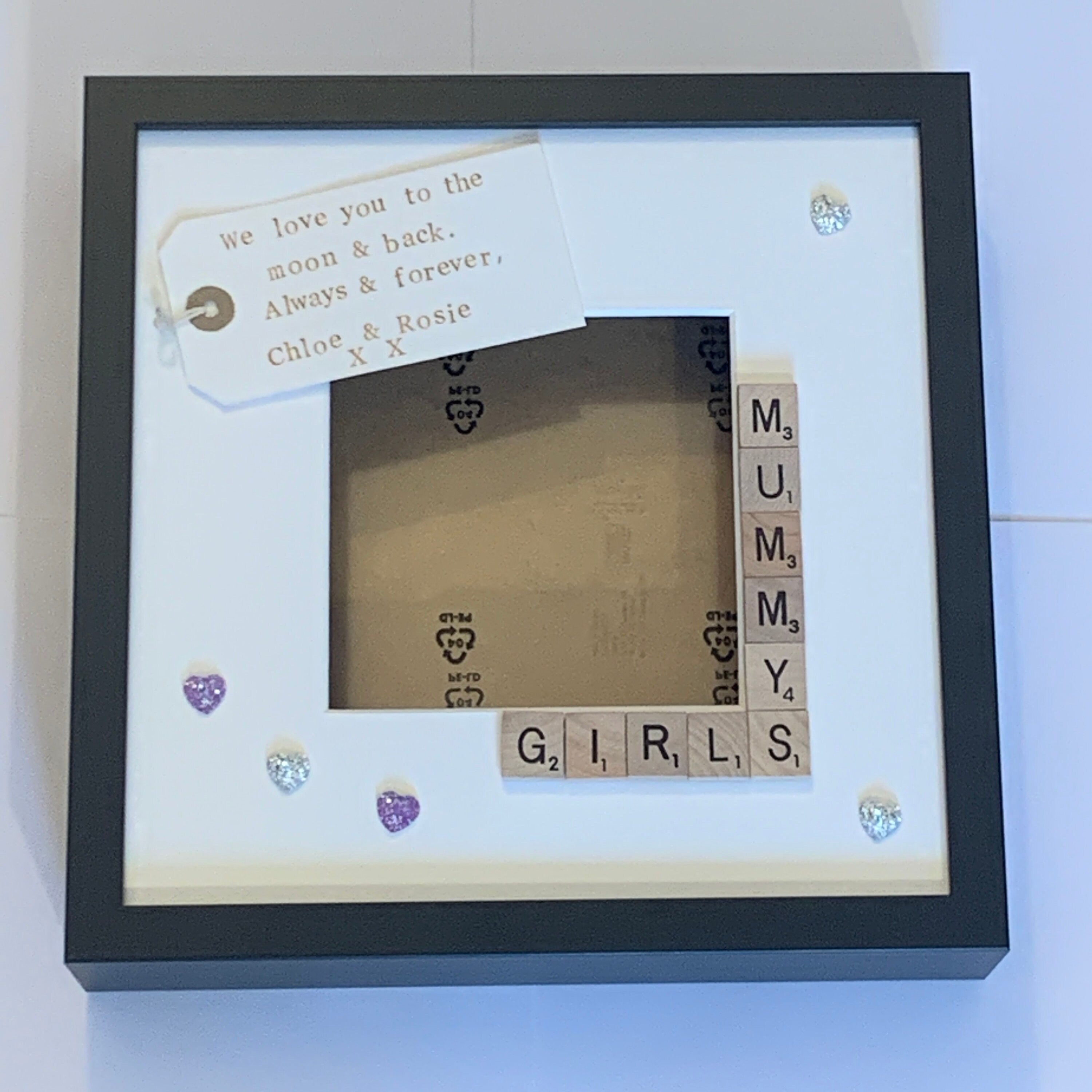 Mummy's Girls Scrabble Art Photo Frame - Personalised with Name