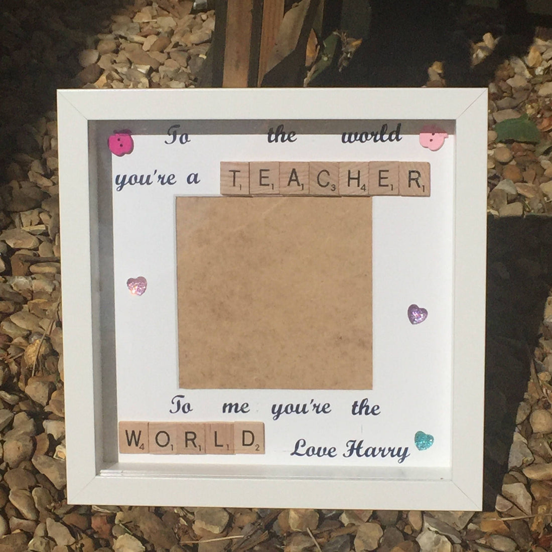 Teacher Letter Tile Personalised Photo Frame - End of year thank you gift.