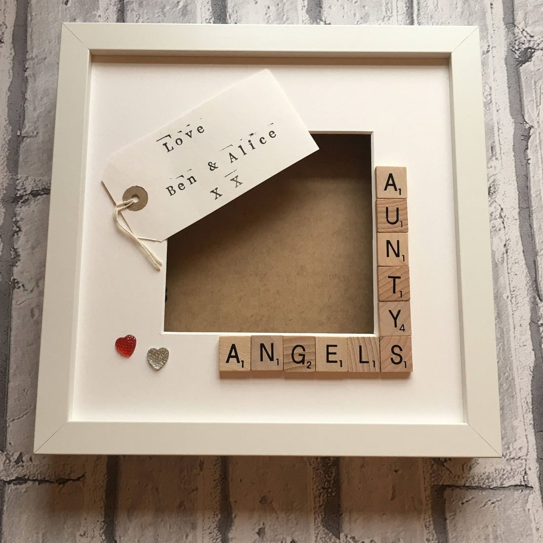 Auntie's Angels, Stars or Monsters Letter Tile Photo Frame - Personalised Message Inside