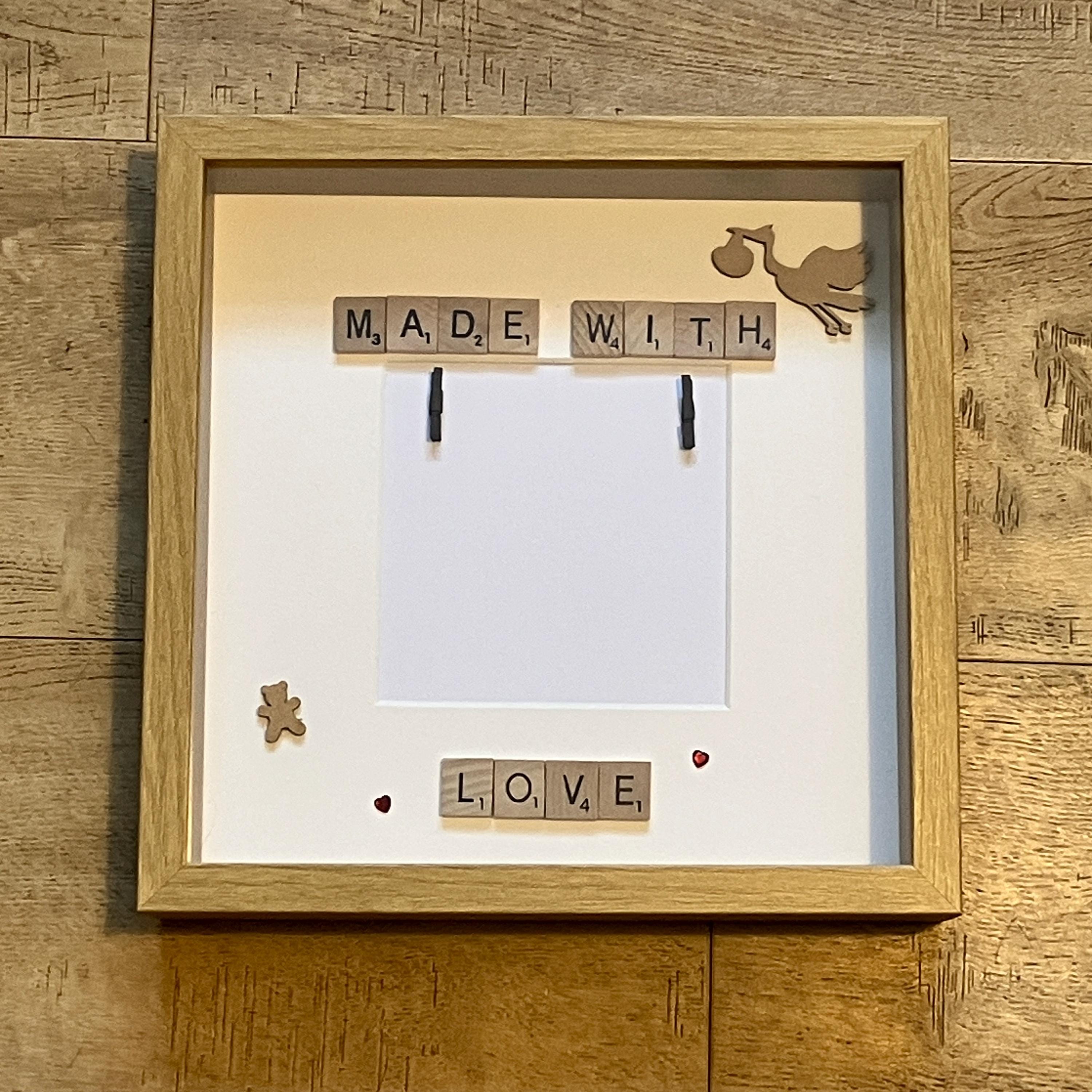 Baby Scan Made With Love Scrabble Art Frame | Baby Shower Gift | Pregnancy Frame