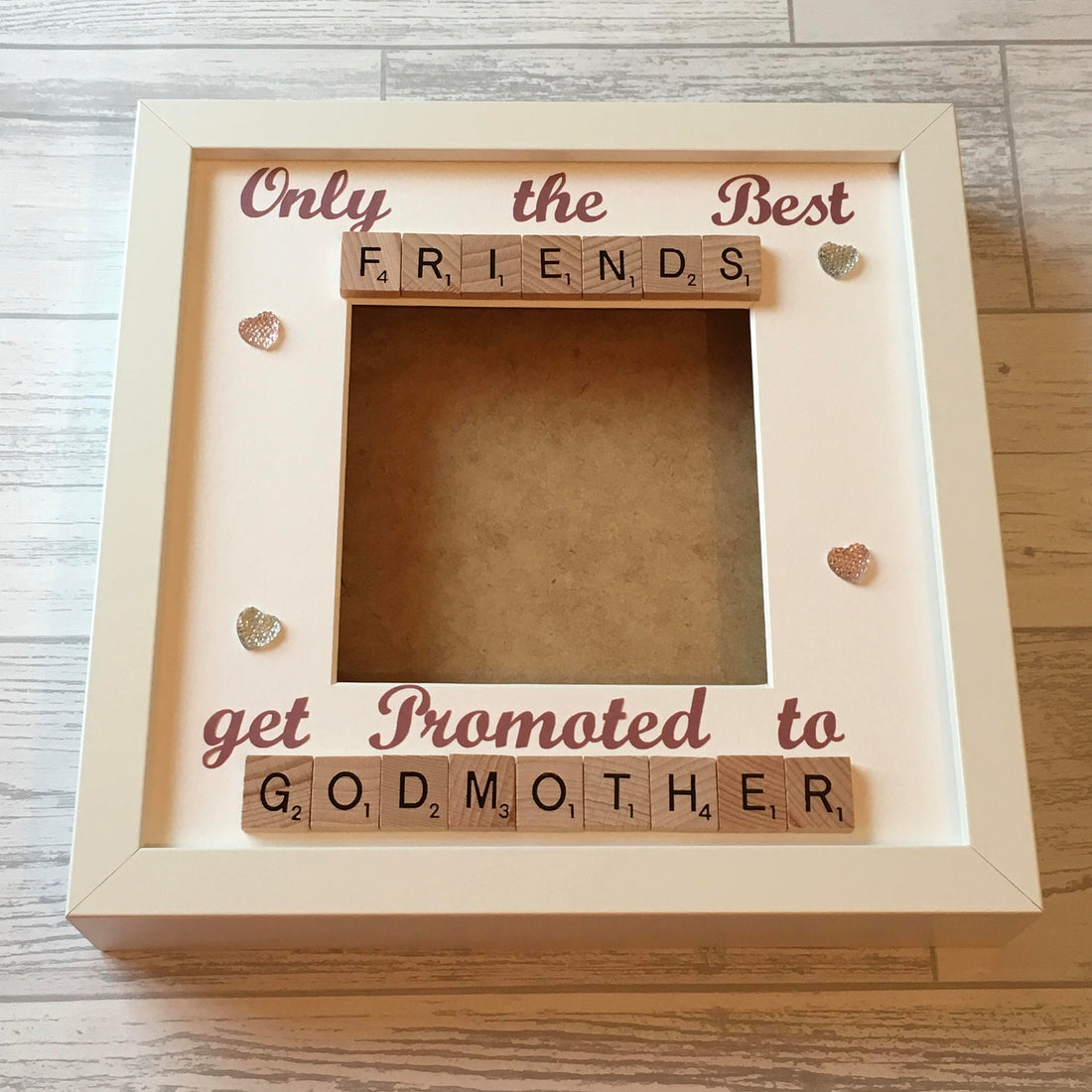 Godmother Scrabble Art Photo Frame, Personalised Godparent Gift