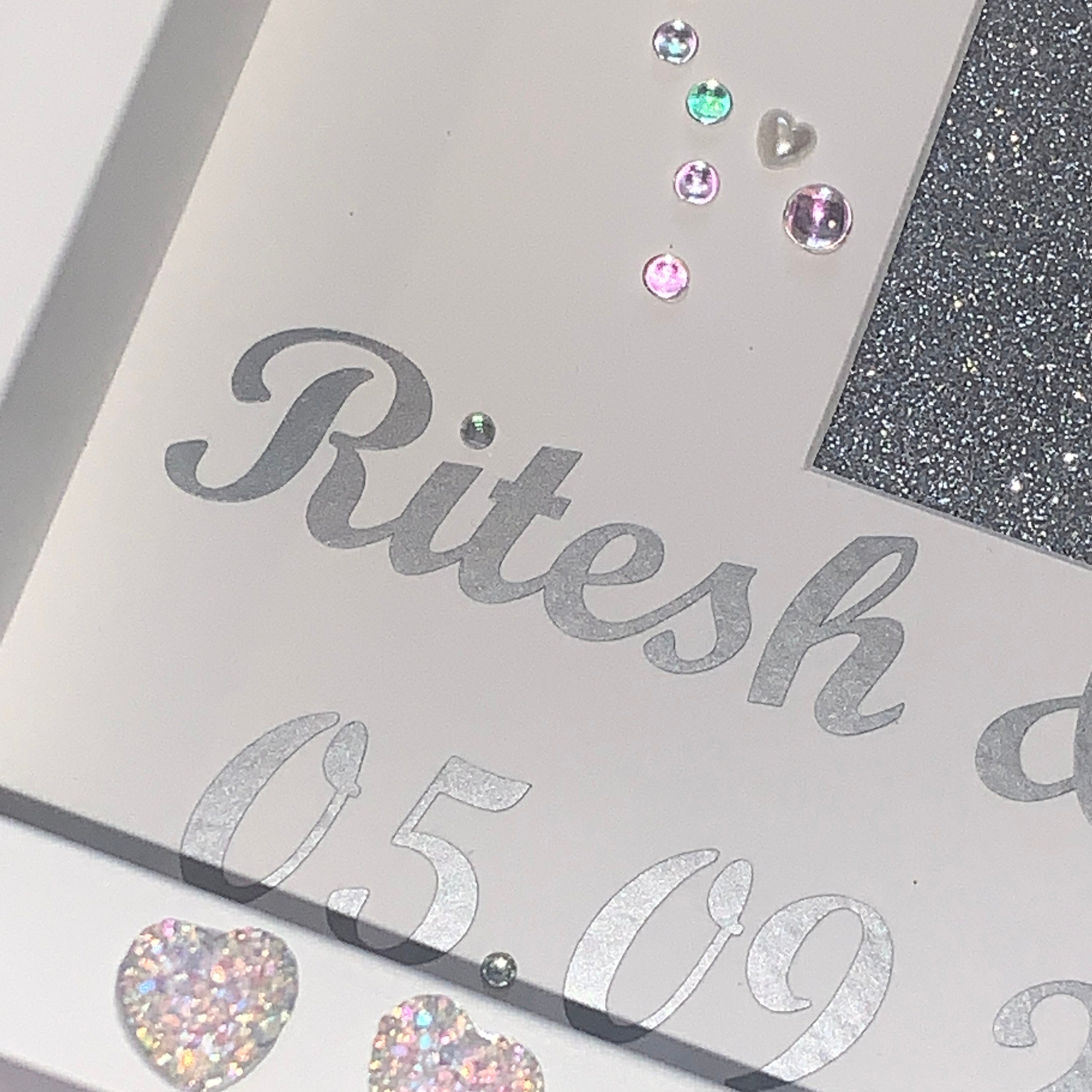 Champagne Flute Wedding Frame - Personalised with names and date.