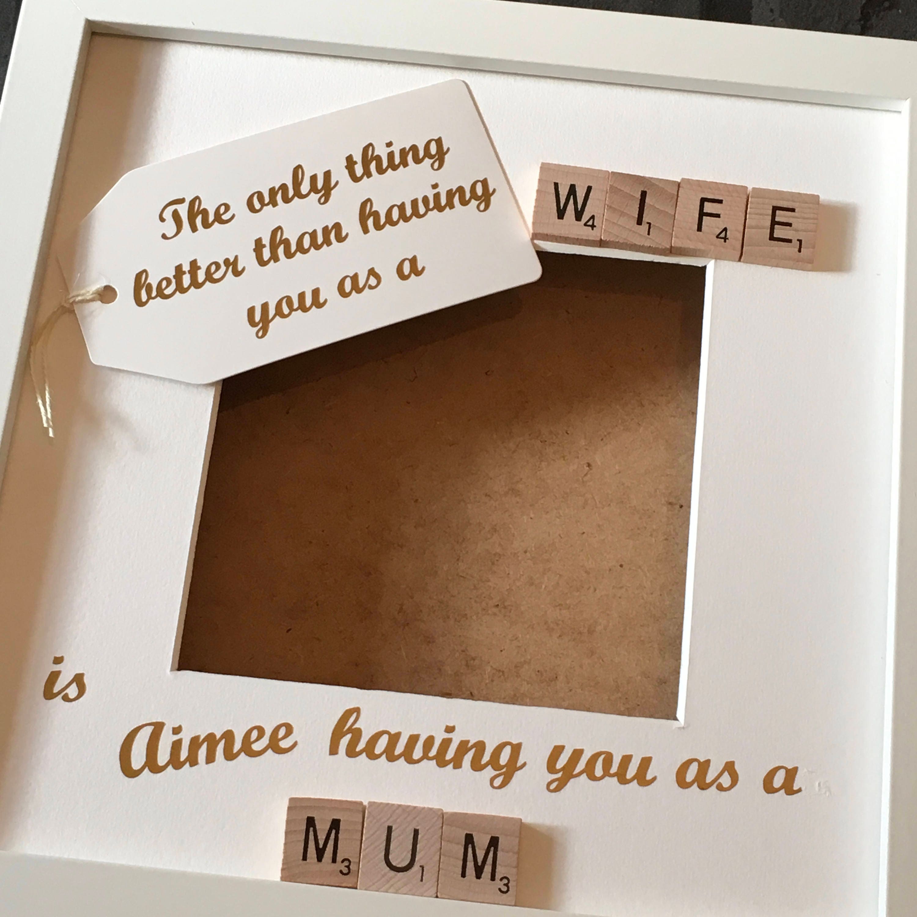 Wife to Mummy - Only thing better Scrabble Art Photo Frame - Personalised with name.