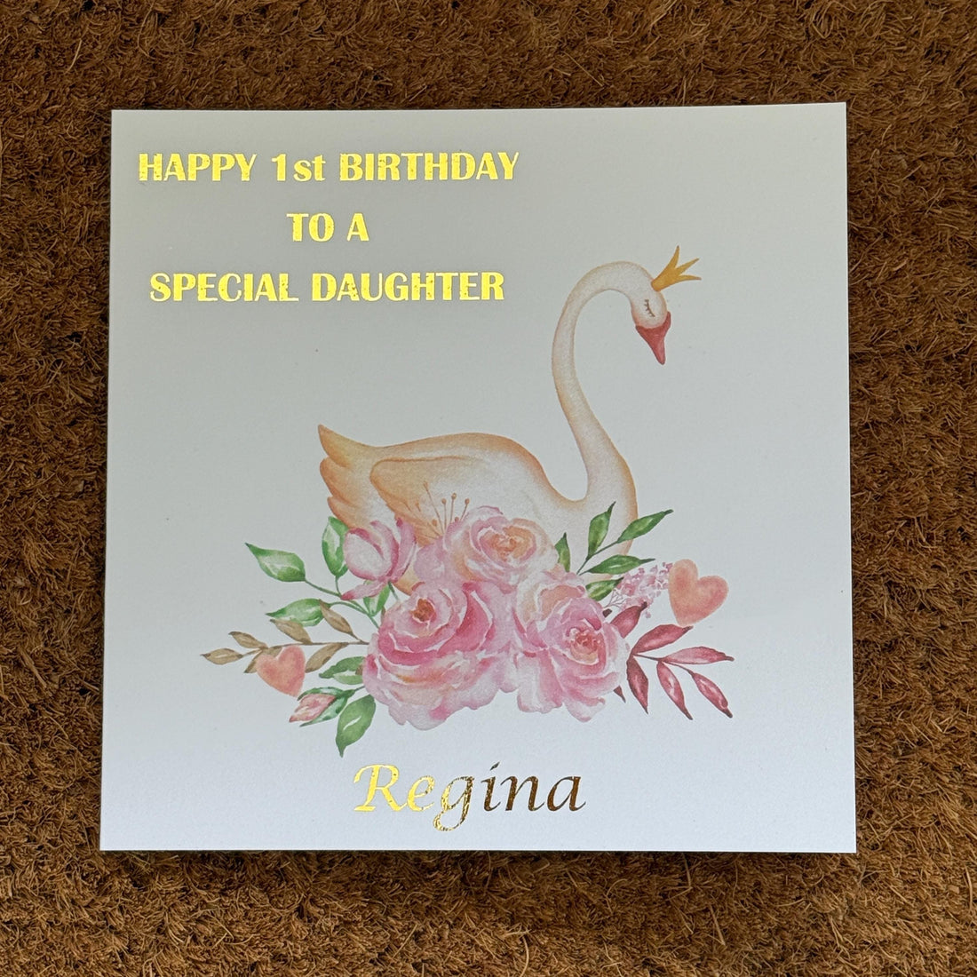 Princess Swan Birthday Card | Age, Name and Personalised Foiled Message | Girls Birthday |