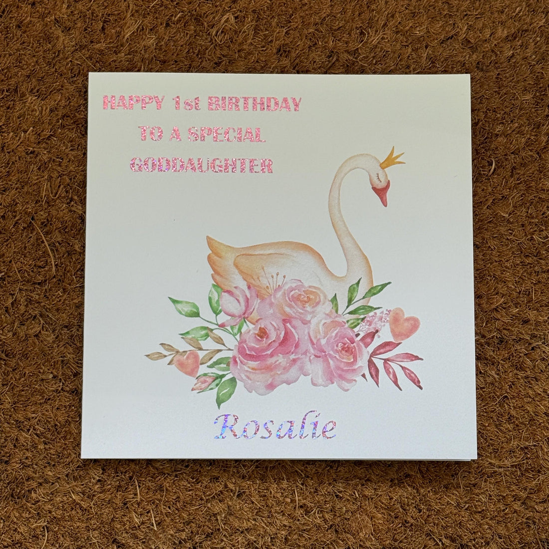 Princess Swan Birthday Card | Age, Name and Personalised Foiled Message | Girls Birthday |
