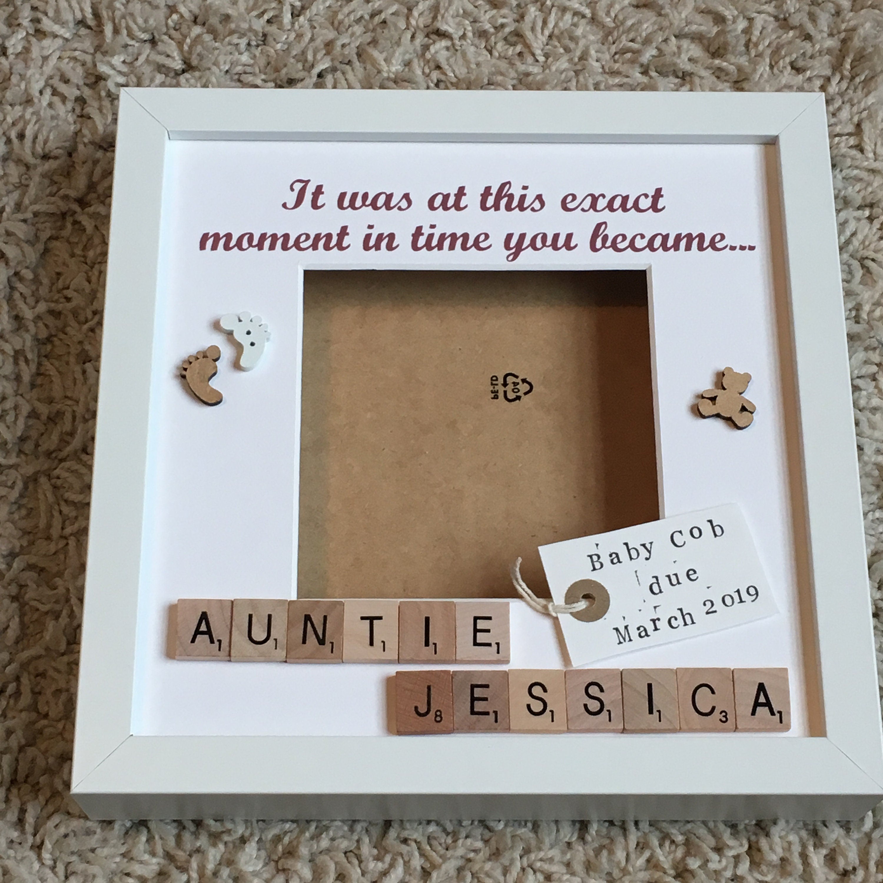 Exact Moment Pregnancy Announcement Personalised Scrabble Frame, New Baby Photo Frame