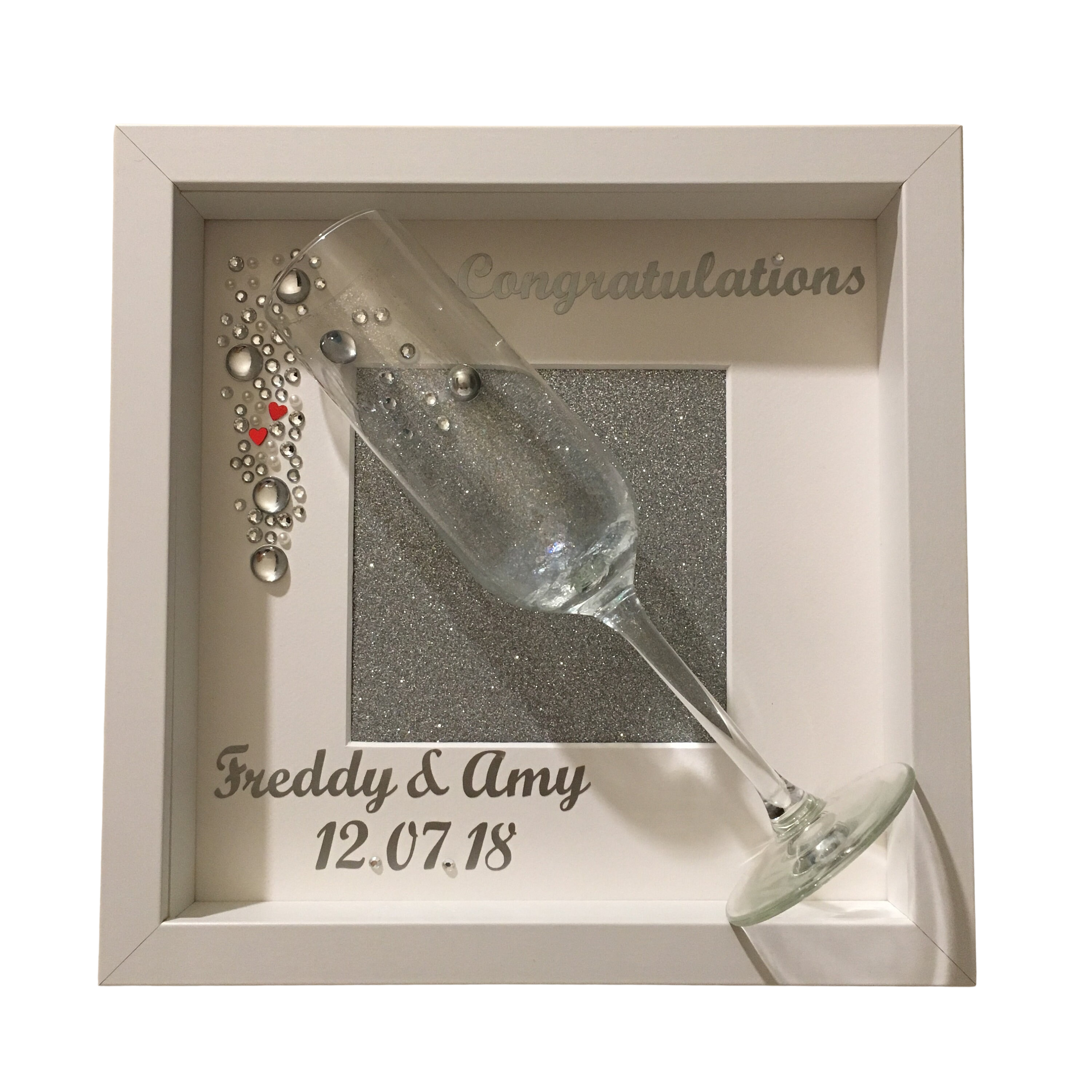 Champagne Flute Wedding Frame - Personalised with names and date.