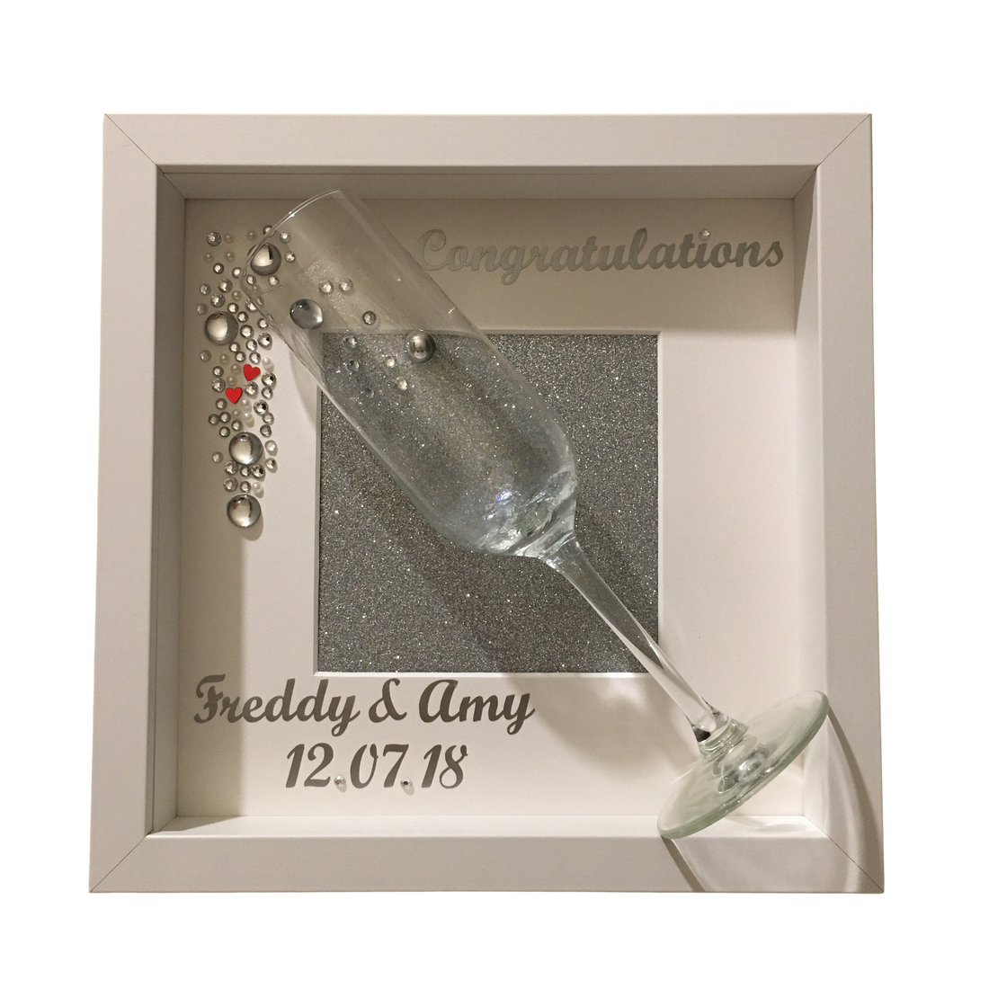 Champagne Flute Wedding Frame - Personalised with names and date.