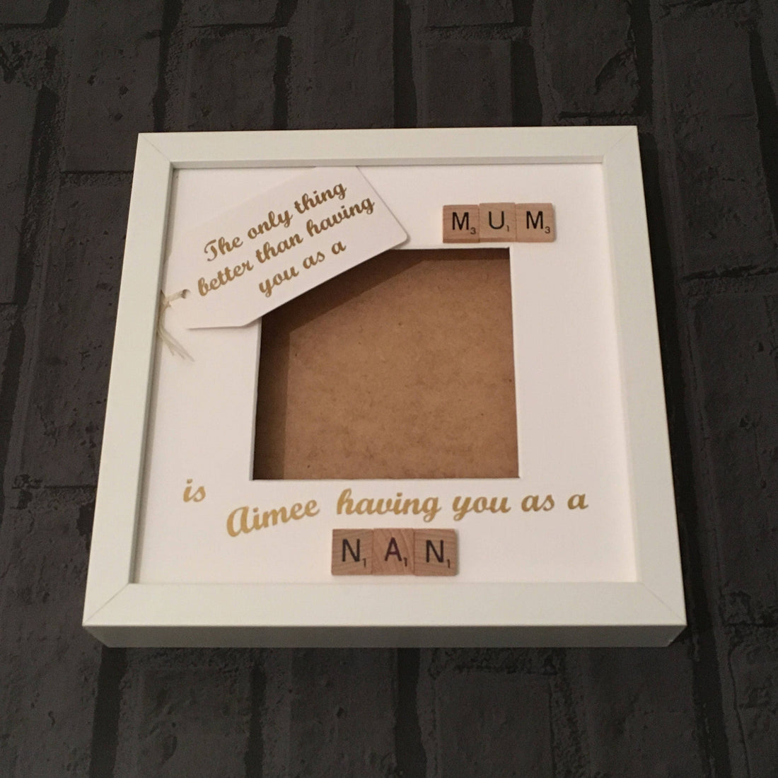 Mum to Nanny Personalised Scrabble Art Photo Frame, Gift for Mum