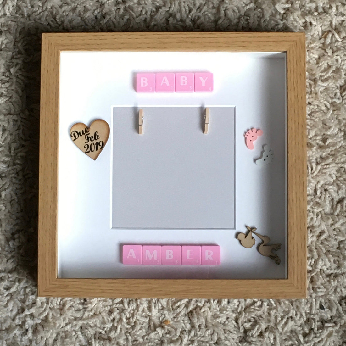 Baby Scan Photo Frame - Personalised with Surname and Due Date - Perfect Memory Keepsake