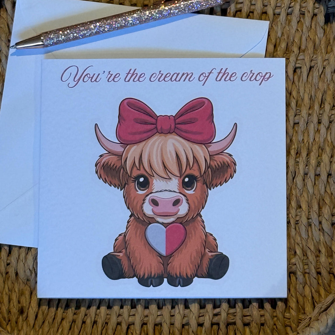 Highland Cow Valentine's Day Card - Cream of the Crop, Animal