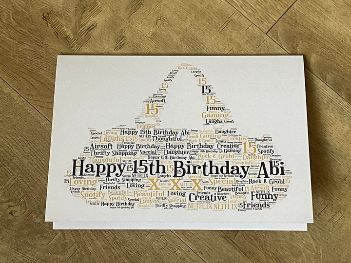 Word Art Card A5 Typography | Personalised with your choice of shape, words and colours.