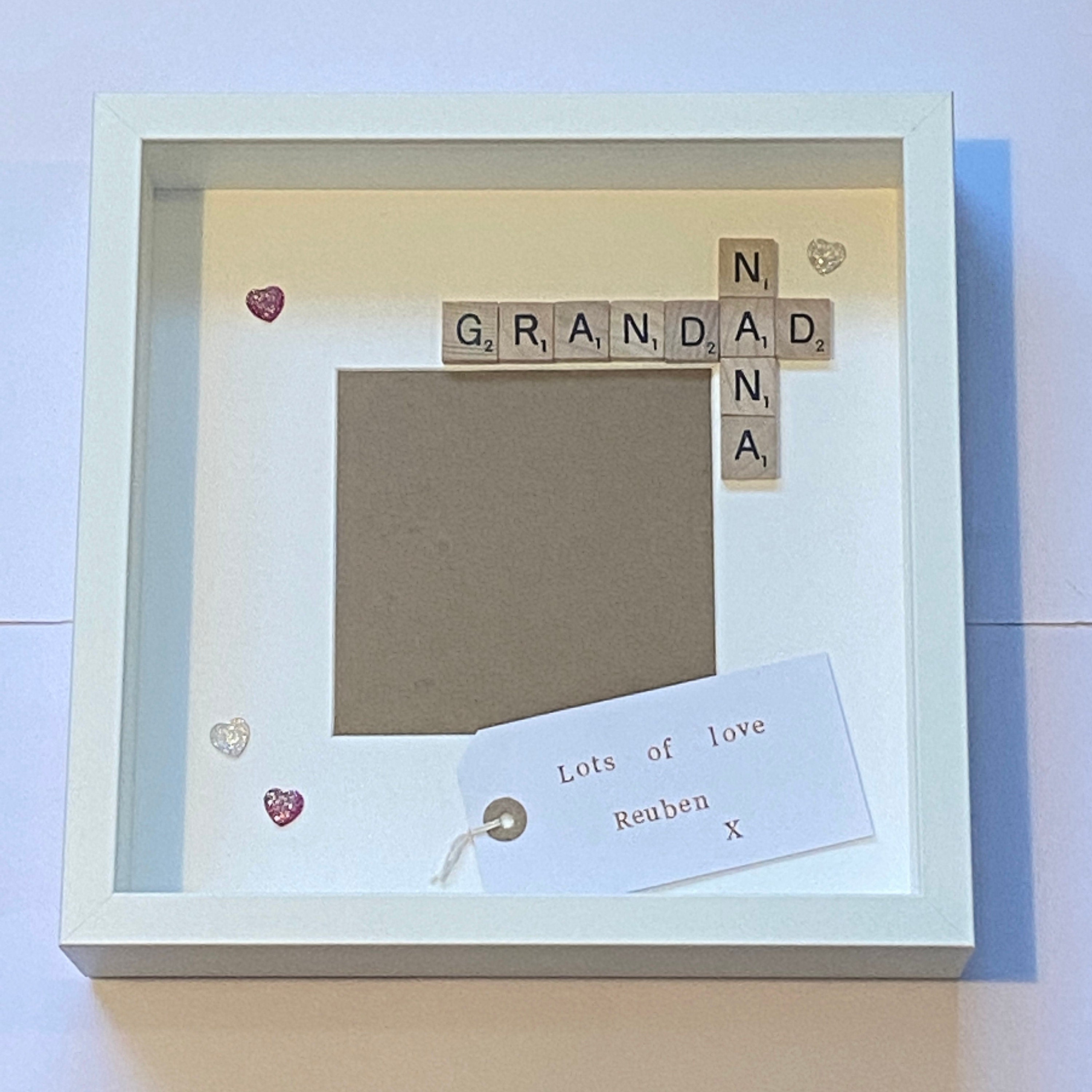 Nanny Grandad Grandparent Letter Tile Box Frame | Personalised Family Names Gift for Grandma, Nana & Grandad
