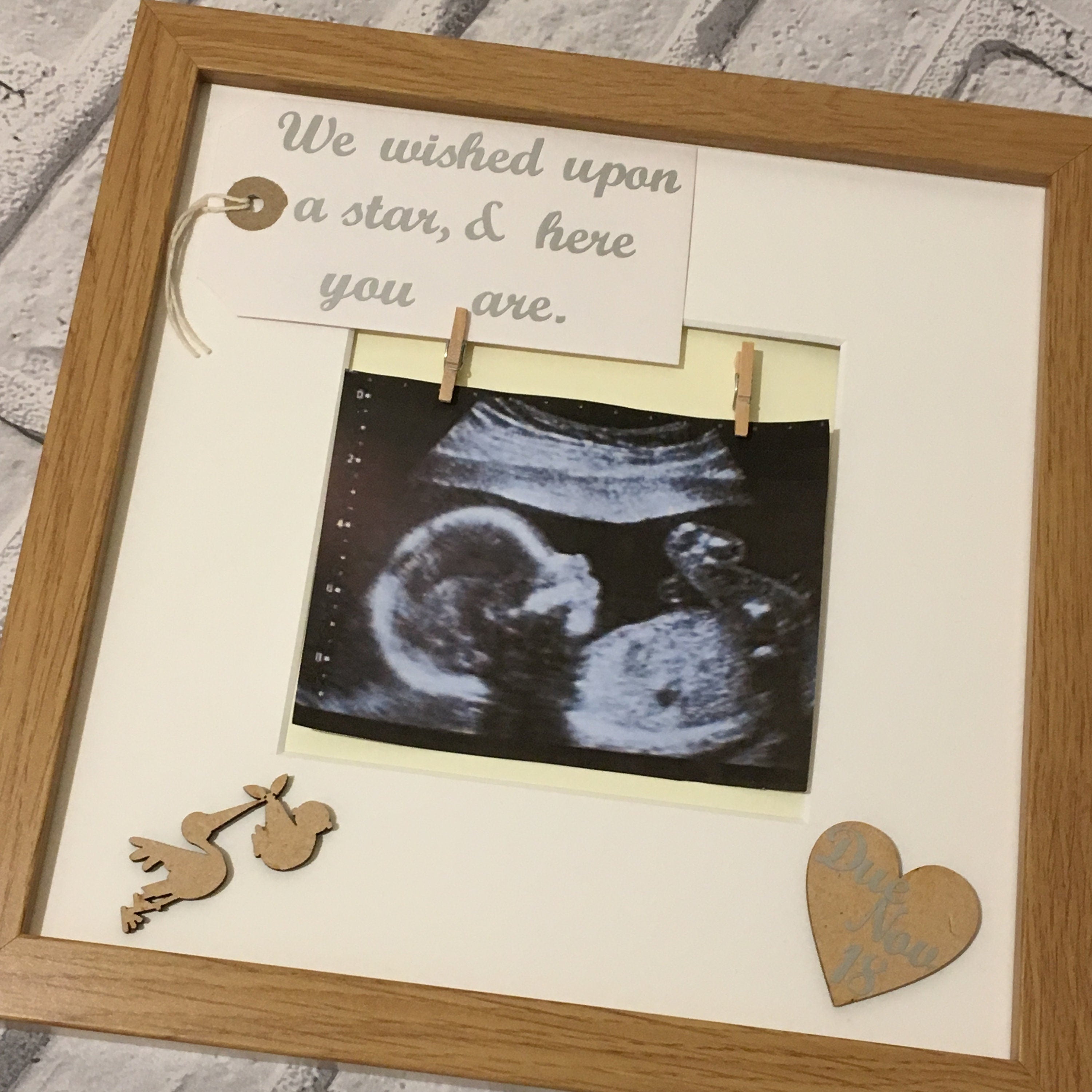 We Made a Wish Baby Scan Photo Frame - Personalised with Due Date