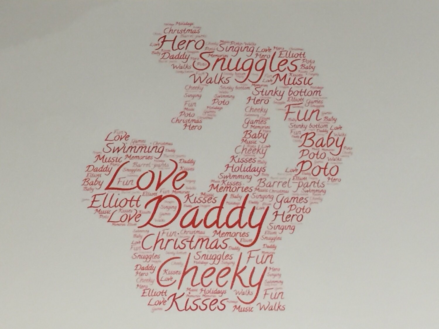 Father's Day Word Art Card - Customised with you choice of shape, words and colours.